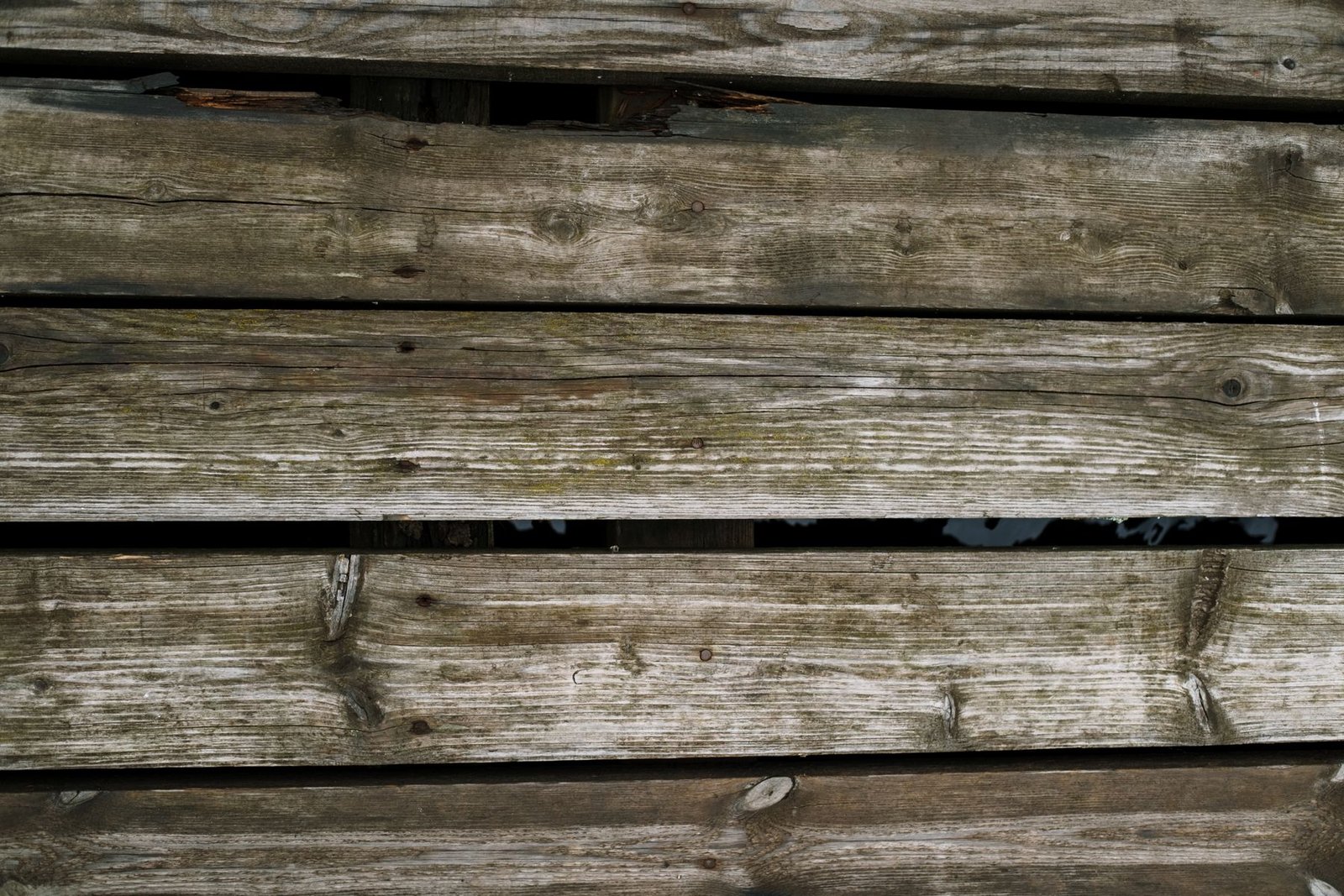 Close-up of rustic timber decking boards